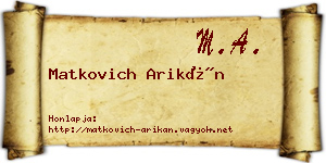 Matkovich Arikán névjegykártya